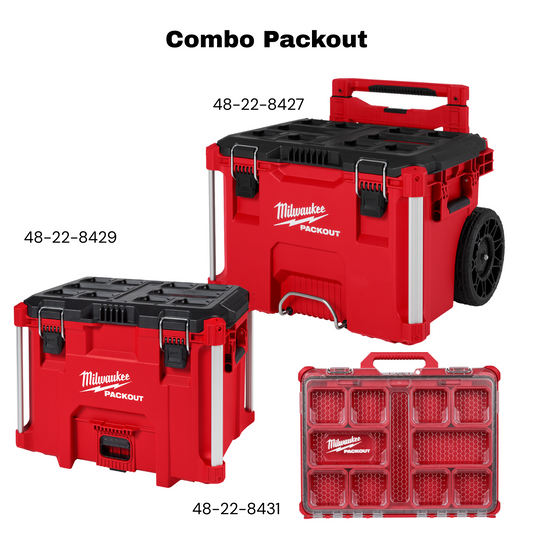 Combo PACKOUT de Milwaukee (48-22-8427, 48-22-8429, 48-22-8431)