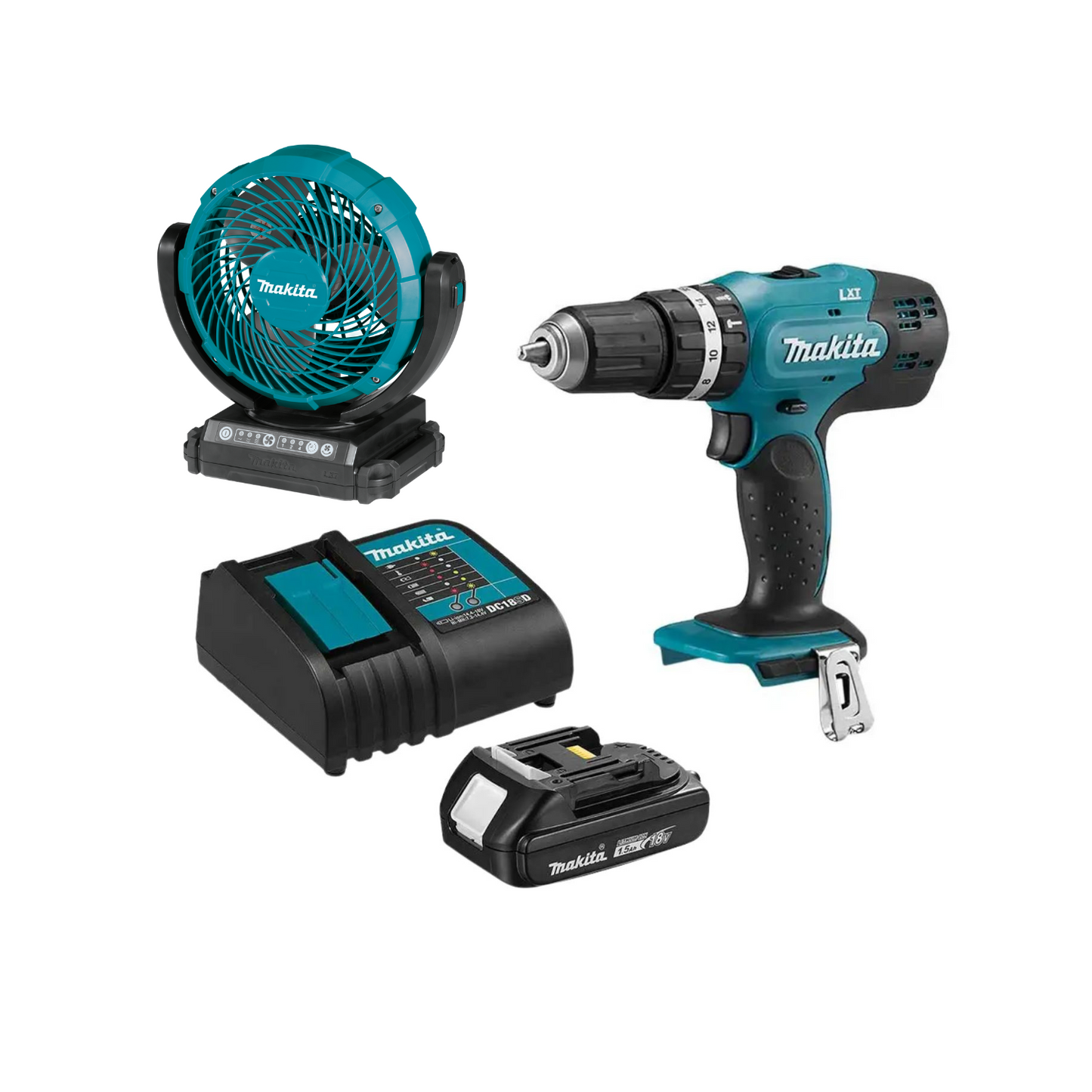 Combo DHP453X10 Rotomartillo Atornillador + Ventilador DCF102Z Makita
